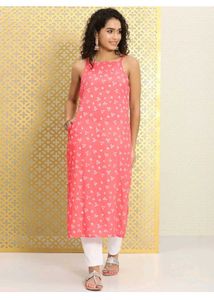 Pink Bandhani Print Kurta