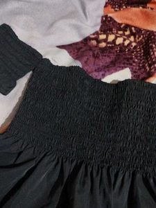 Black Off-Shoulder Smocked Top