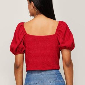 Red Puff Sleeve Crop Top✨