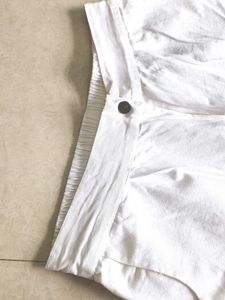 Women white twill parallel trousers