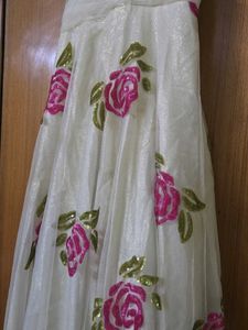 Elegant Floral Gown With Net Jacket