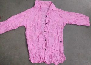Pink Formal Shirt With Black Button Detail