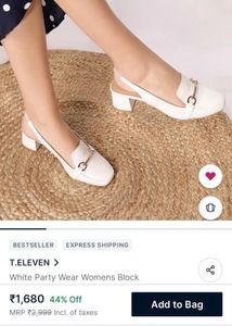 White Block Heel Loafers