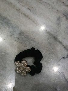Black Floral Hair Tie