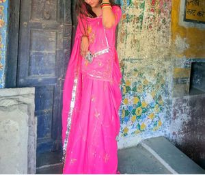 Elegant Hot Pink Rajputi Poshak