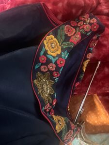 Navy Blue Embroidered Anarkali Dress