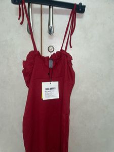 Koovs Burgundy Ribbed Dress