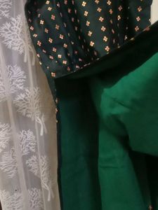 Green &amp; Gold Floral Print Kurti