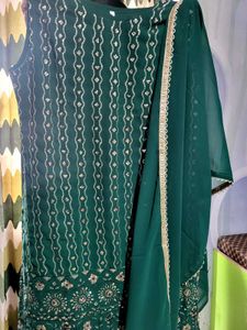 Green Embellished Sharara Suit [FREE SIZE]