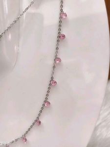 Pink Accent Layered Necklace 925 Sterling Silver