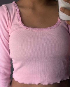 Pink Lace Long Sleeve Top