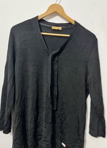 Black Tie-Neck Top