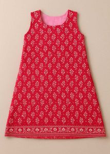 Red Floral Print Sleeveless Dress