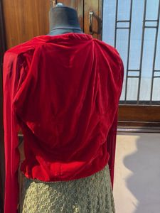 Red Top &amp; Embroidered Skirt Set