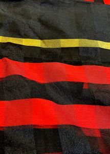Checkered Red &amp; Black Beautiful saree
