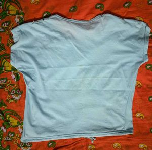 Blue Floral Embellished T-Shirt