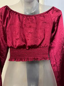 Pintrest Burgundy Satin Crop Top