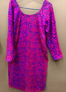 Bright Magenta &amp; Blue Printed Kurta