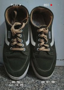 Olive Green &amp; White Canvas Sneakers