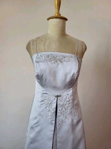Elegant Grey Satin Dress