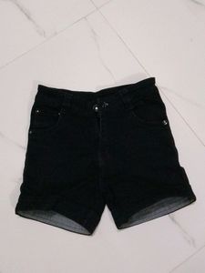 BLACK DENIM JEANS HALF PANT