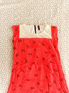 Coral Leaf Print Top