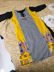 Stylish Yellow & Black Kurta