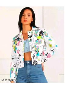 Trendy Graphic Print Jacket
