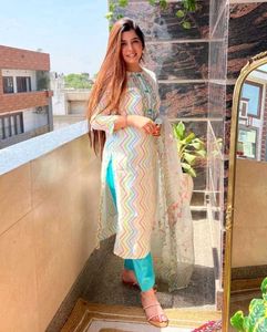 Trahimam Multicolor Women Kurti Pant Dupatta Set❤️