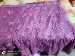 Purple Embroidered Unstitched Lehenga Choli