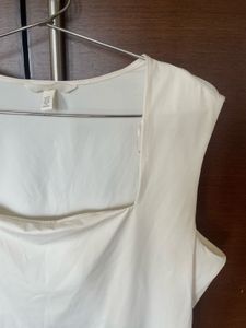 White Square Neck Top