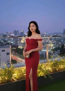 Elegant Red Off-Shoulder Gown