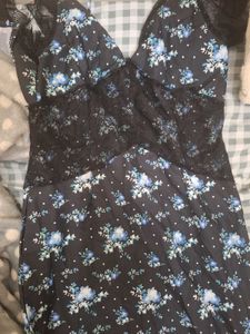 Floral Lace Trim Maxi Dress
