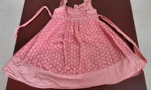 Pretty pink cutwork cloth frock 7 to 10 yr girls