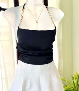 Black Chain Halter Top