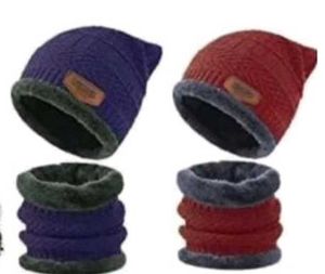 Winter Knitted Beanie Cap &amp; Neck Warmer