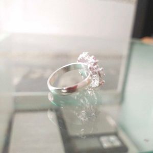 Pure Silver Pink&amp;White CZ Adjustable Ring 💍