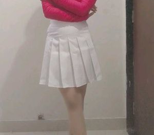 White Pleated Mini Skirt