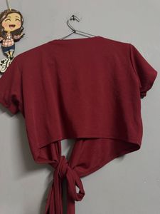 Chic Maroon Wrap Crop Top
