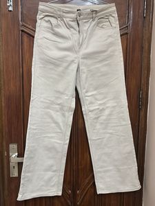 Wide Leg Beige Jeans