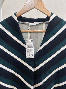 Formal Green Striped Well Fitted Dress