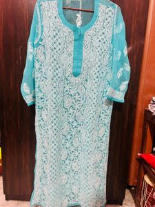 Sky Blue Chikenkari Kurta. 🩵