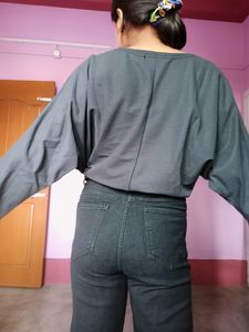 oversized crop long sleeve gym top