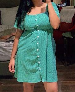 Cute Green Checkered Dress
