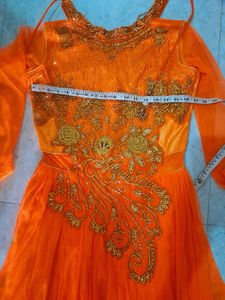 Elegant Orange Ethnic Gown