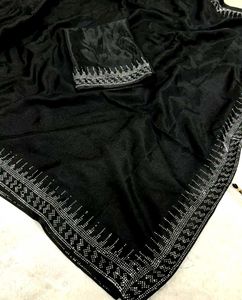 Elegant Black Embellished Saree