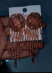 Price Drop! Peach Colour Crystal Earrings