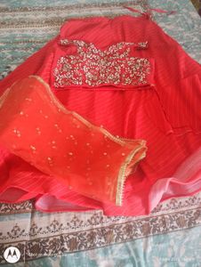 🔥❤️ Tomato Colour Off Shoulder Lahenga ❤️🔥