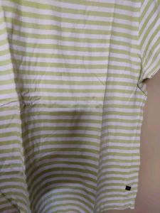 White With Green Stripes Women Tshirt