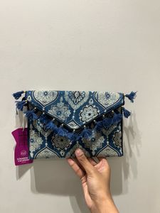 Patterned Clutch with Tassels